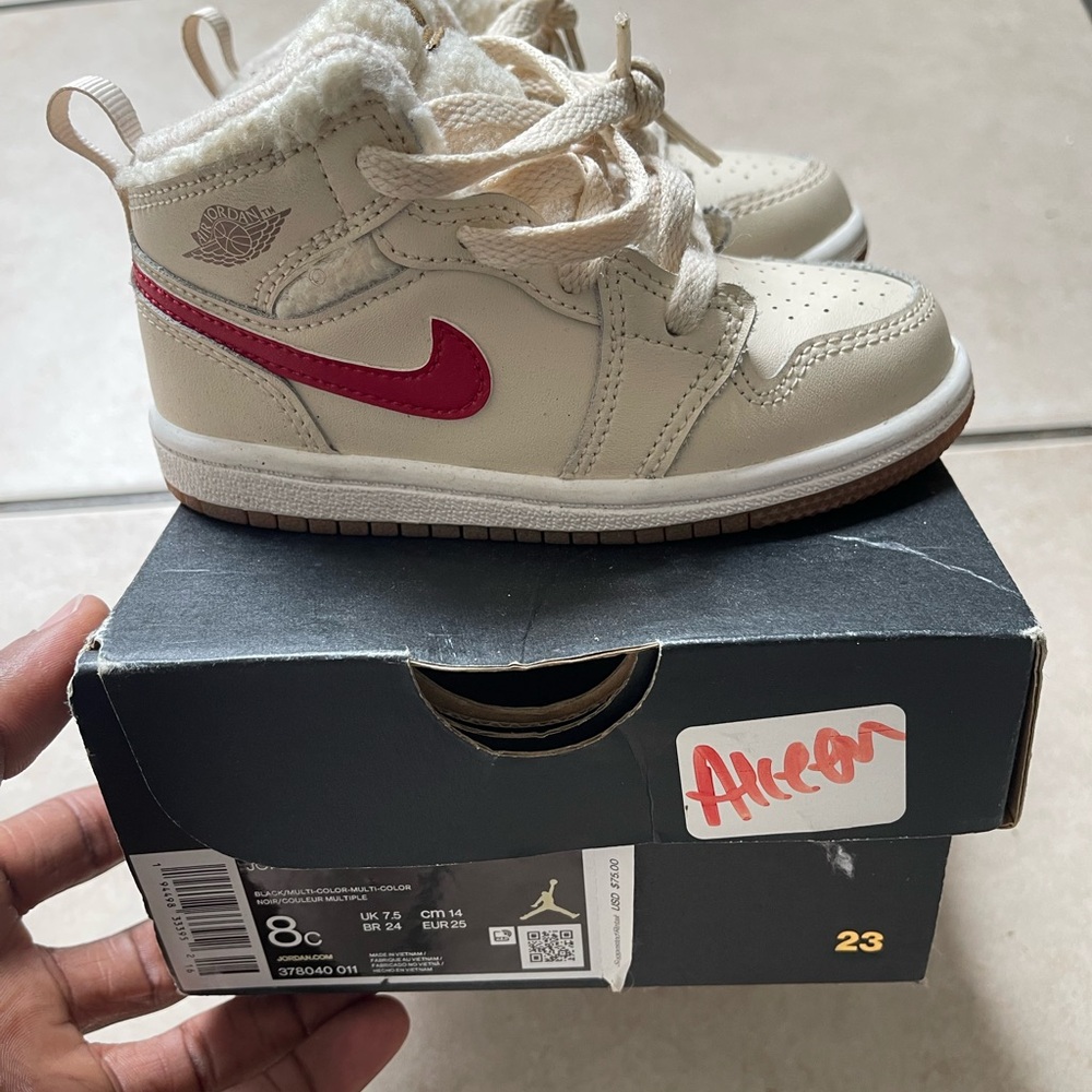 Nike Cream and Red Sneakers Classic Style